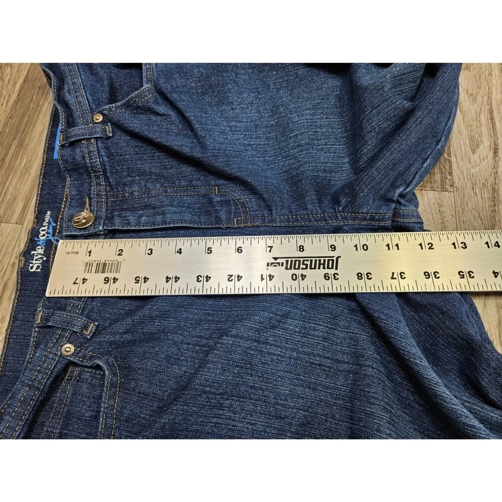 Style & Co Jeans Womens 12PS Petite Short Dark Wash Natural Fit Straight Leg